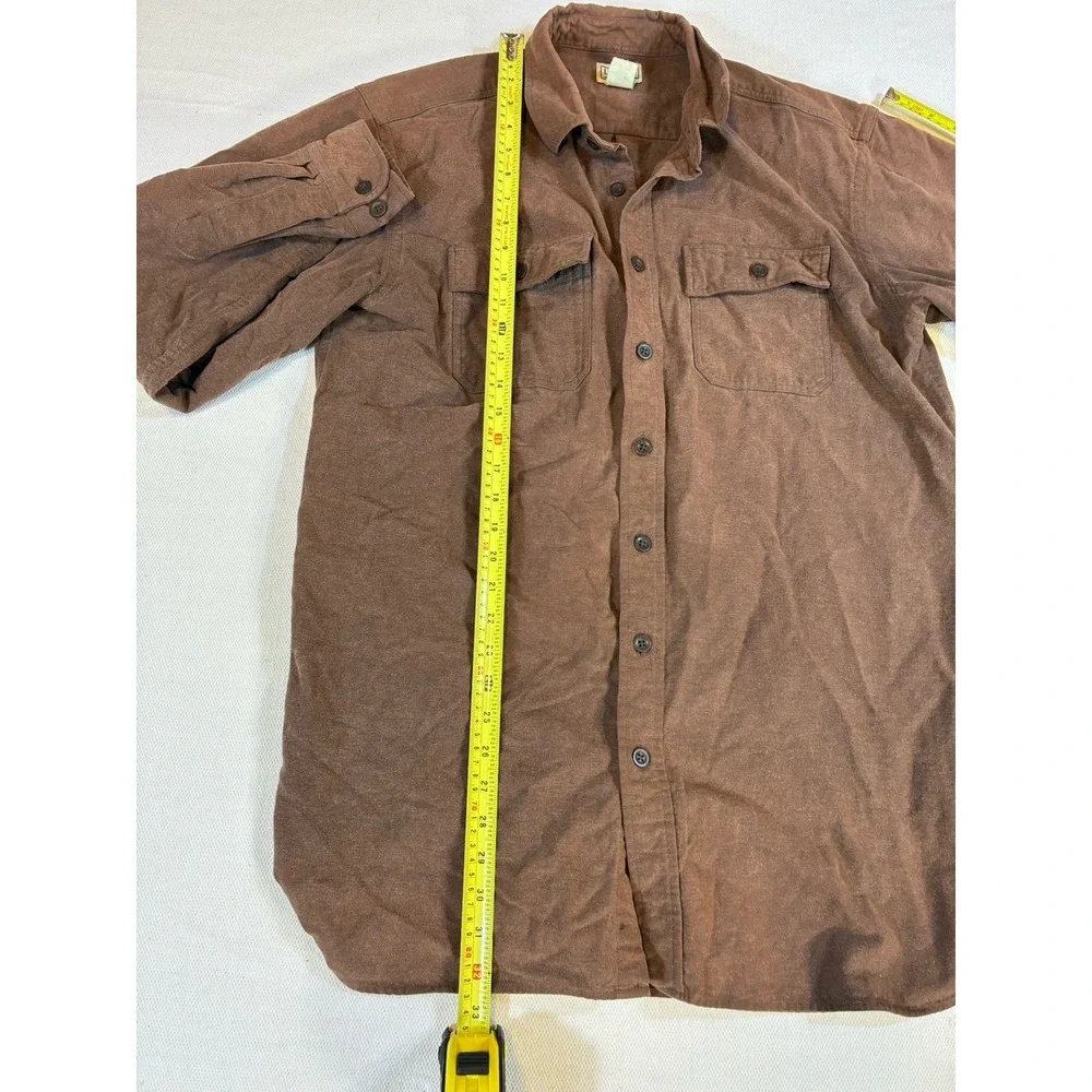Vintage L.L. Bean Men's Large Tall Brown Flannel‎ Button Down Shirt Cotton Long